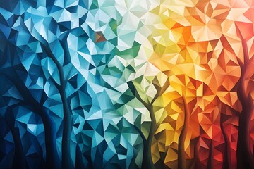 Canvas Print - Abstract Geometric Forest Landscape.