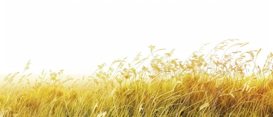 Wall Mural - A field of tall grass with a white background