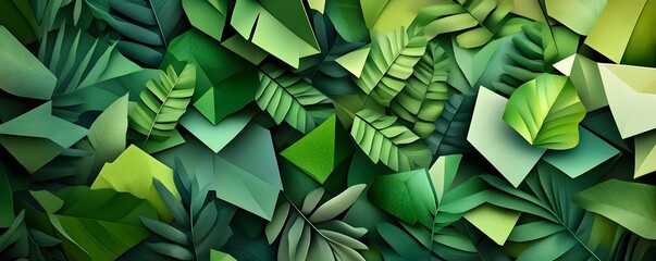 Canvas Print - Abstract Green Leaf Pattern.