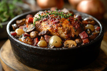 Wall Mural - A rustic French dish of Coq au Vin