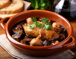 Wall Mural - A rustic French dish of Coq au Vin