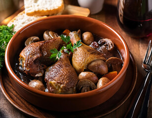 Wall Mural - A rustic French dish of Coq au Vin