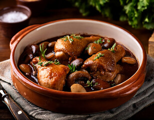 Wall Mural - A rustic French dish of Coq au Vin