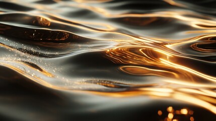 Wall Mural - Captivating Waves: The Serenity of Water Reflections in Golden Light