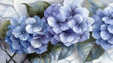 Sticker - A close-up of gray and blue hydrangeas 