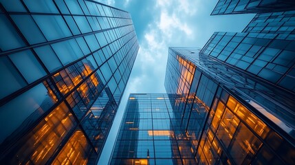 Poster - Fragment of a complex of highrise office buildings High quality photo : Generative AI