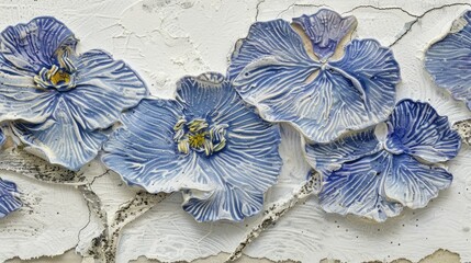 Canvas Print - A close-up of delicate blue hydrangea flowers