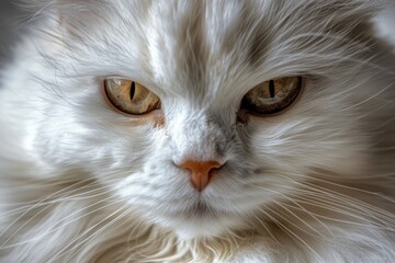 Poster - A close-up view of a white cat's facial features