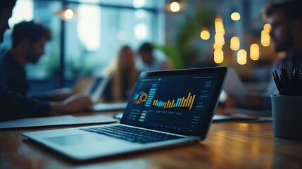 Co working conference Business team meeting present investor colleagues discussing new plan financial graph data on office table with laptop and digital tablet Finance accounting inves : Generative AI