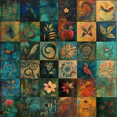 collage with birds and flowers