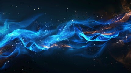 Abstract dark background with blue flame, neon fire.