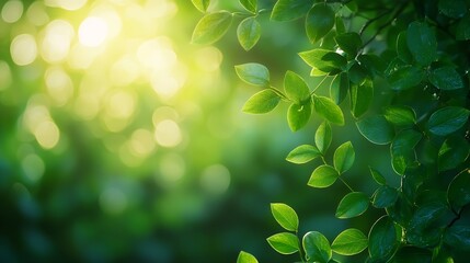 Poster - Green blurred nature background out of focus : Generative AI