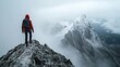 © Woranittha - A person climbing a steep mountain trail, despite challenging weather conditions, illustrating the physical and mental resilience required to overcome obstacles