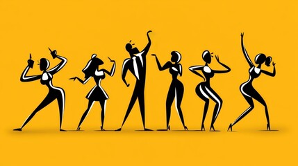 Poster - Dancing silhouettes burst with color, evoking joy and creativity in a vibrant celebration of life and movement.