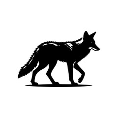 Coyote silhouette, vector black color silhouette