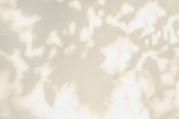 Aufkleber - Leaf shadow and light on wall beige abstract background. Nature tropical leaves plant and tree branch shade with sunlight on wall texture for background wallpaper and design, shadow overlay effect