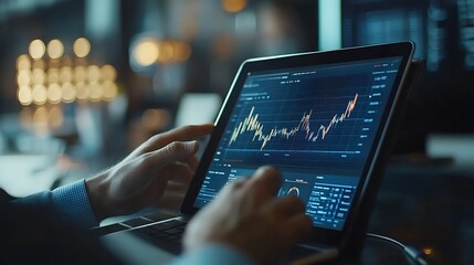 Leinwandbilder - Business team using tablet and laptop analyzing sales data economic growth graph chart Business planning and strategy Financial report market research digital marketing business data a : Generative AI