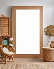 Mock up frame in children room interior background