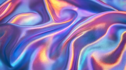 Poster - Processed collage of Iridescent fabric trendy cloth holographic texture Background for banner backdrop or texture for 3D mapping : Generative AI