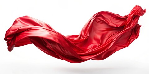 Wall Mural - Flying red silk fabric. Waving satin cloth isolated on background, red, silk, fabric, flowing, elegant, luxurious