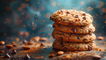 chocolate chip cookie on a table