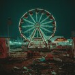 © BOJOShop - Abandoned Ferris Wheel at Night with Green Lights