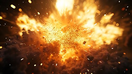 Poster - A dramatic explosion with fiery sparks and debris, creating a powerful visual impact.