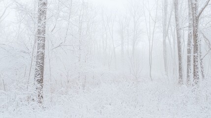 Poster - Winter Wonderland  Snowy Forest Landscape with Fog