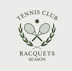 Wall Mural - tennis logo, tennis club, two rackets and ball