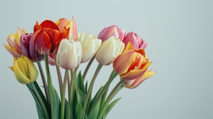 Canvas Print - A colorful arrangement of tulips in a vase, perfect for spring or floral-themed designs