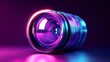 © CYBERPINK - A purple and blue camera lens with a purple and blue background