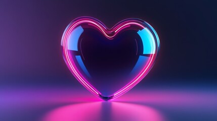 Canvas Print - a heart made of neon lights is lit up on a dark background