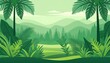 © Mis_TiKa - Tropical Forest Landscape with light green color flat vector design