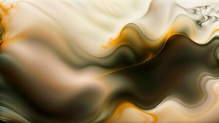 Wall Mural - abstract beige white gilded wavy background with flowing smooth blurry wave, white gold liquid fluid. smooth motion waves design. looped animation. seamless footage.