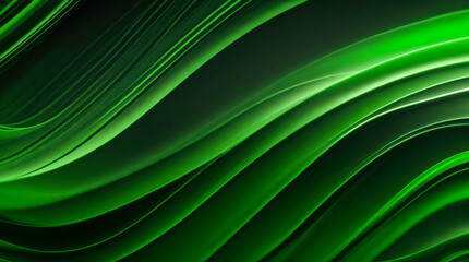 Poster - Abstract green background with smooth wavy lines