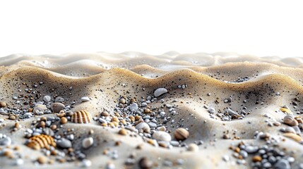 Seashells and Pebbles on a Sandy Beach