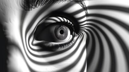 Poster - A surreal depiction of an eye with swirling black and white patterns, evoking a sense of depth and intrigue.