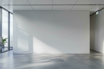 Wall Mural - A blank white wall for advertising in the interior of an underground shopping center, large format canvas mockup