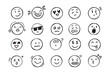 © Yanka - Emoji face icon doodle set. Faces with different emotion mood. Hand drawn comic sketch style.
