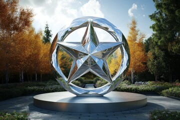 Baha'i Nine Pointed Star Modern Sculpture Baha'i Faith Religion Spiritual Symbol