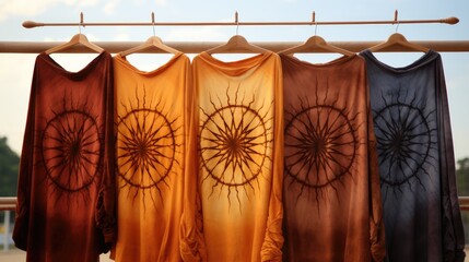 Poster - Brown Orange and Black Tie Dye Patterns for Bohemian Fabric Design 