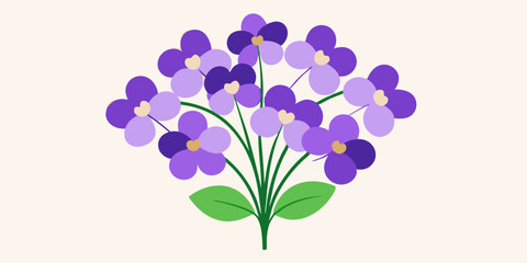 Wall Mural - Elegant Violet Bunch with Small Overlapping Flowers: Detailed Illustration