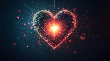 Sticker - Abstract Heart with Light Burst.