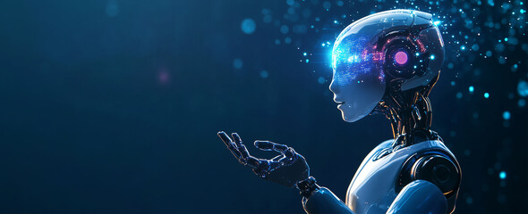 Wall Mural - artificial intelligence and ai robot, blockchain, future
