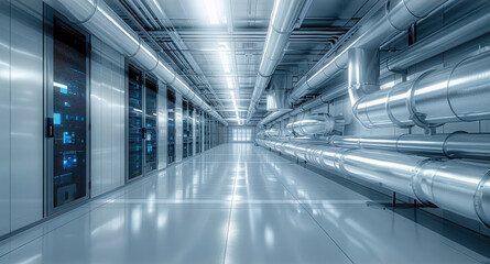 Leinwandbilder - Heat Recycling and District Heating of Modern Data Centers, Implement a heat recycling system that captures excess heat from the servers and utilizes it to provide heating for nearby buildings.