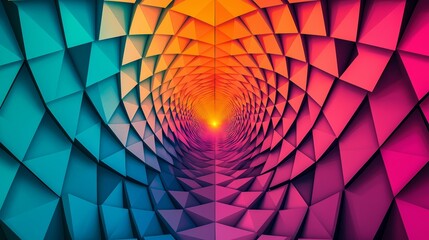 Wall Mural - Abstract Geometric Tunnel With Colorful Triangles.