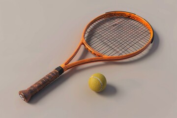 Wall Mural - A tennis racket and ball on a table