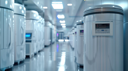 Leinwandbilder - A white cryogenic containers, in a modern lab. Generative AI.