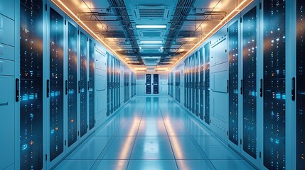 Leinwandbilder - A room filled with servers and data racks. Generative AI.