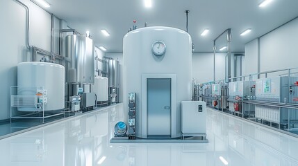 Fototapete - Electrical and thermal storage, clean white background. Generative AI.